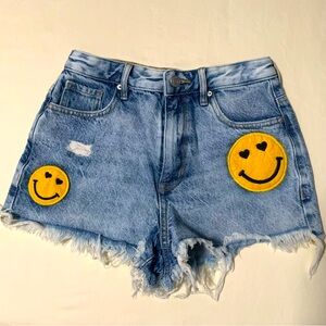 PacSun Size 25 Smiley Face Festival High Rise Jean Shorts